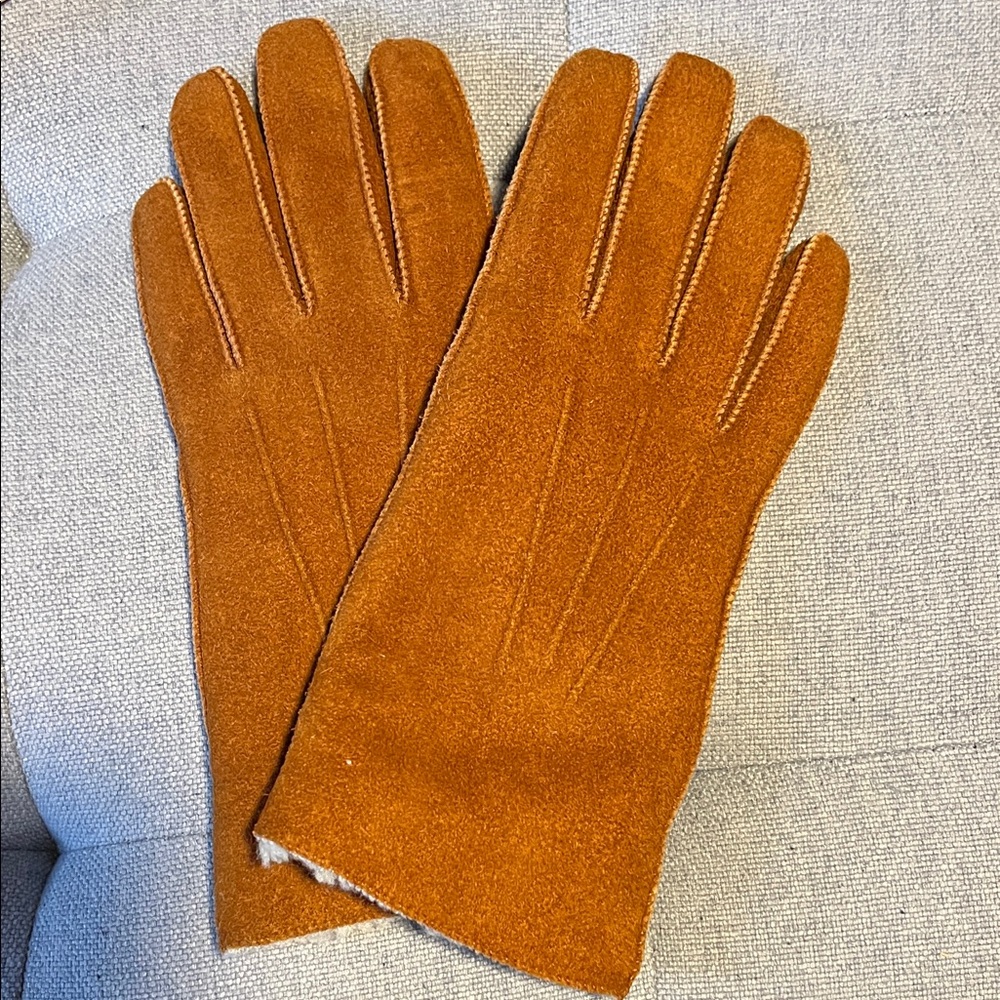 Women's Tan Suede Gloves with Soft Lining